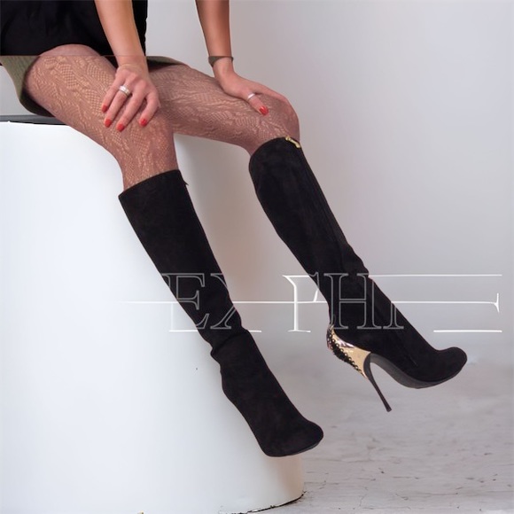 $2000.00 Gianmarco Lorenzi Black Suede Stiletto Boots EU Italian Womens Shoes - Picture 3 of 8